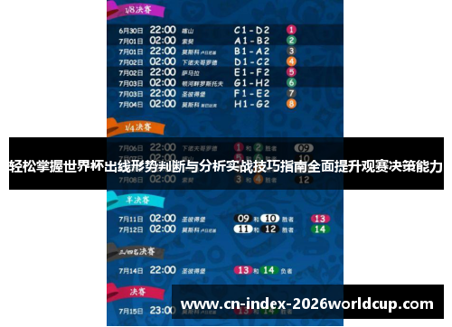轻松掌握世界杯出线形势判断与分析实战技巧指南全面提升观赛决策能力